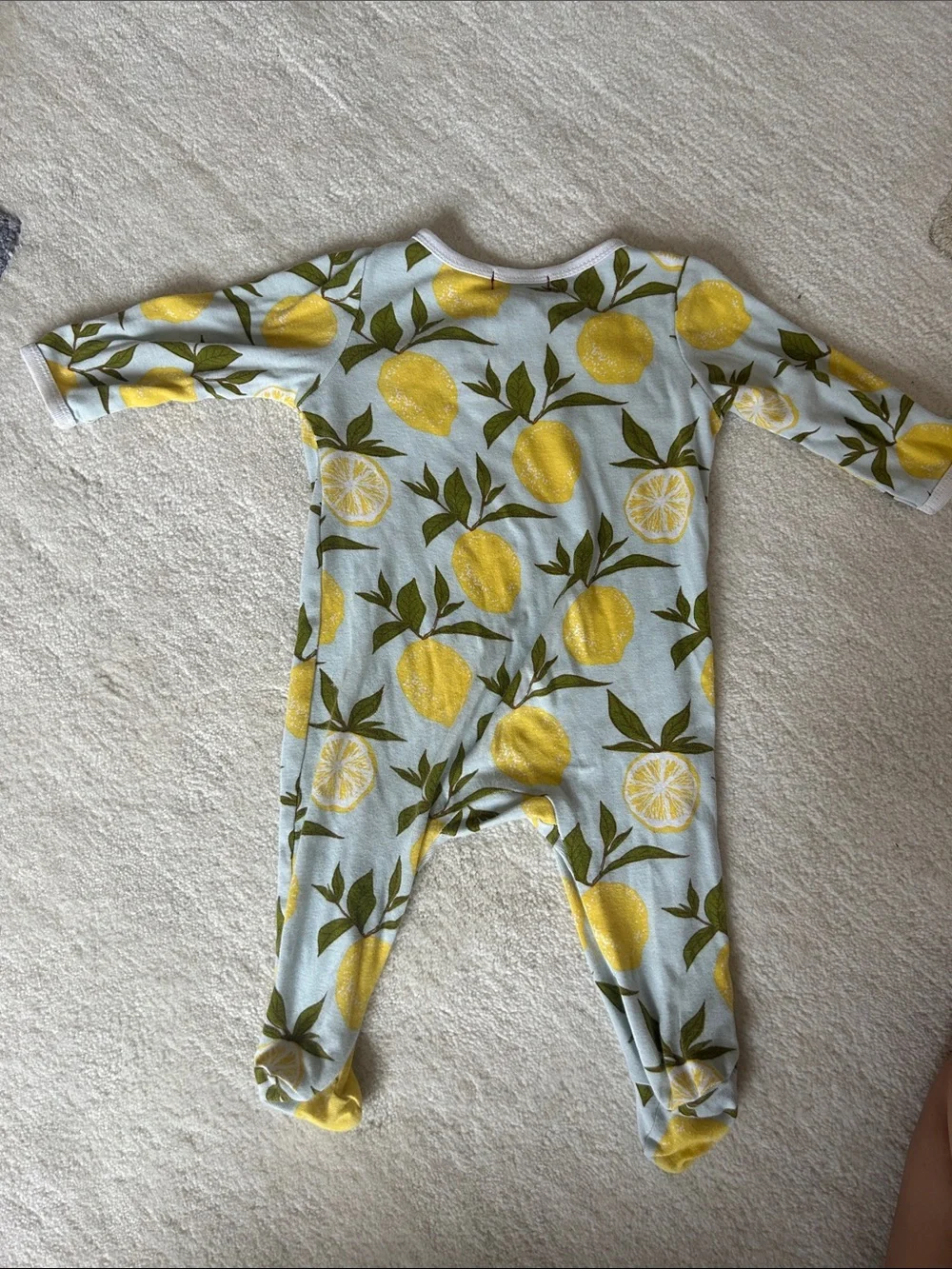 Milkbarn Yellow Lemon Print Footie Pajamas